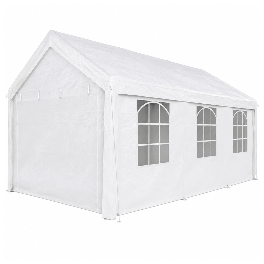 Gazebo Per Giardino Con Struttura In Pannelli Laterali Modulabili E Finestre Trasparenti Ideale Per Eventi Feste Catering Spazi Outdoor Elegante Impermeabile 6 x 4 x 3.15 Metri Bianco