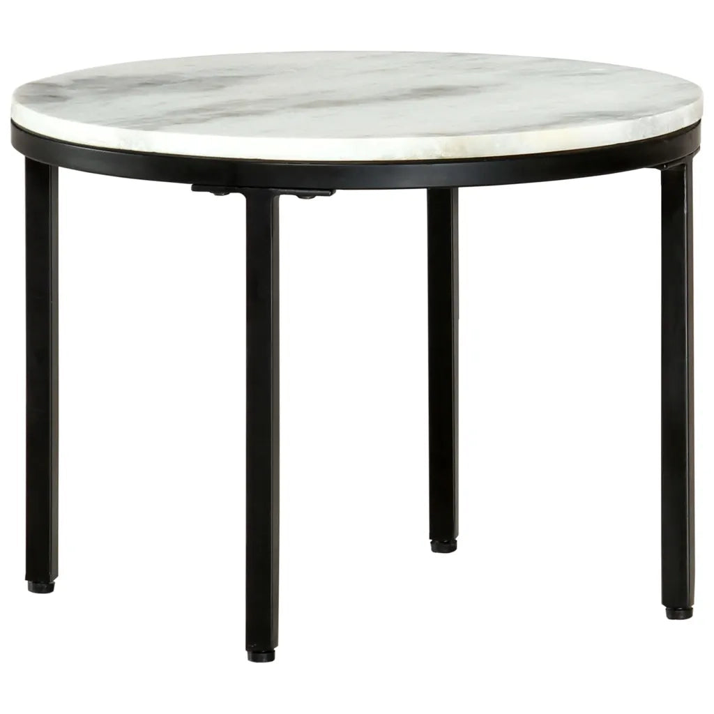 Tavolino da Salotto Bianco e Nero Ø50 cm in Vero Marmo Solido 286411