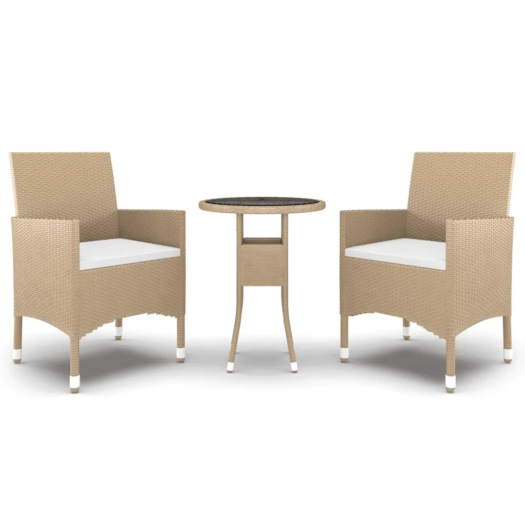 Set Mobili da Pranzo per Giardino 3 pz in Polyrattan Beige cod mxl 41752