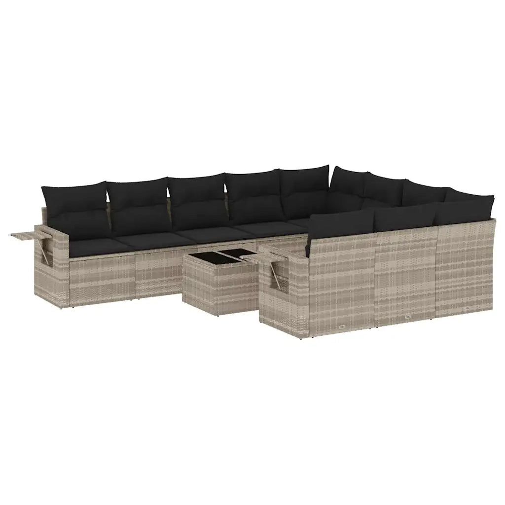 Set Divani da Giardino 11 pz con Cuscini in Polyrattan Grigio 3220701