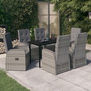 Set da Pranzo da Giardino 7 pz con Cuscini Grigio 3099476