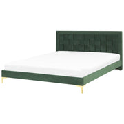 Letto imbottito 180 x 200 cm verde testiera velluto gambe dorate