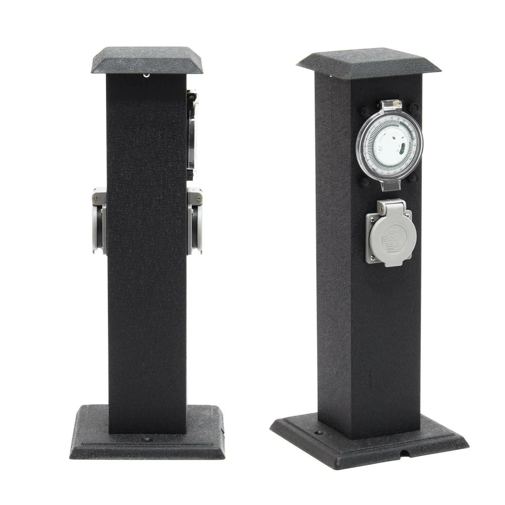 Colonna di alimentazione da esterno con 2 prese di corrente e timer metallo IP44 16_0002280