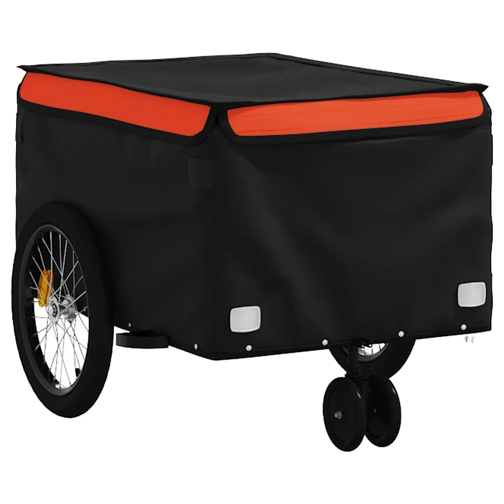 Rimorchio da Bici Nero e Arancione 30 kg in Ferro 94096
