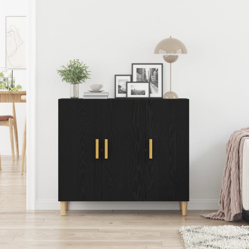 Sideboard  Nero Rovere 90x34x80 cm in Legno Compresso