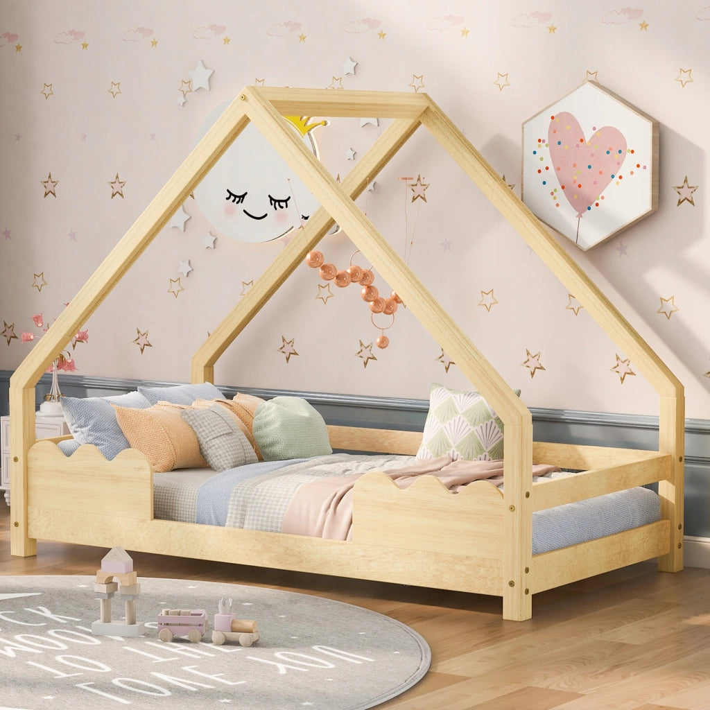 Letto singolo per bambini in legno naturale - Xylo - 90x200 cm