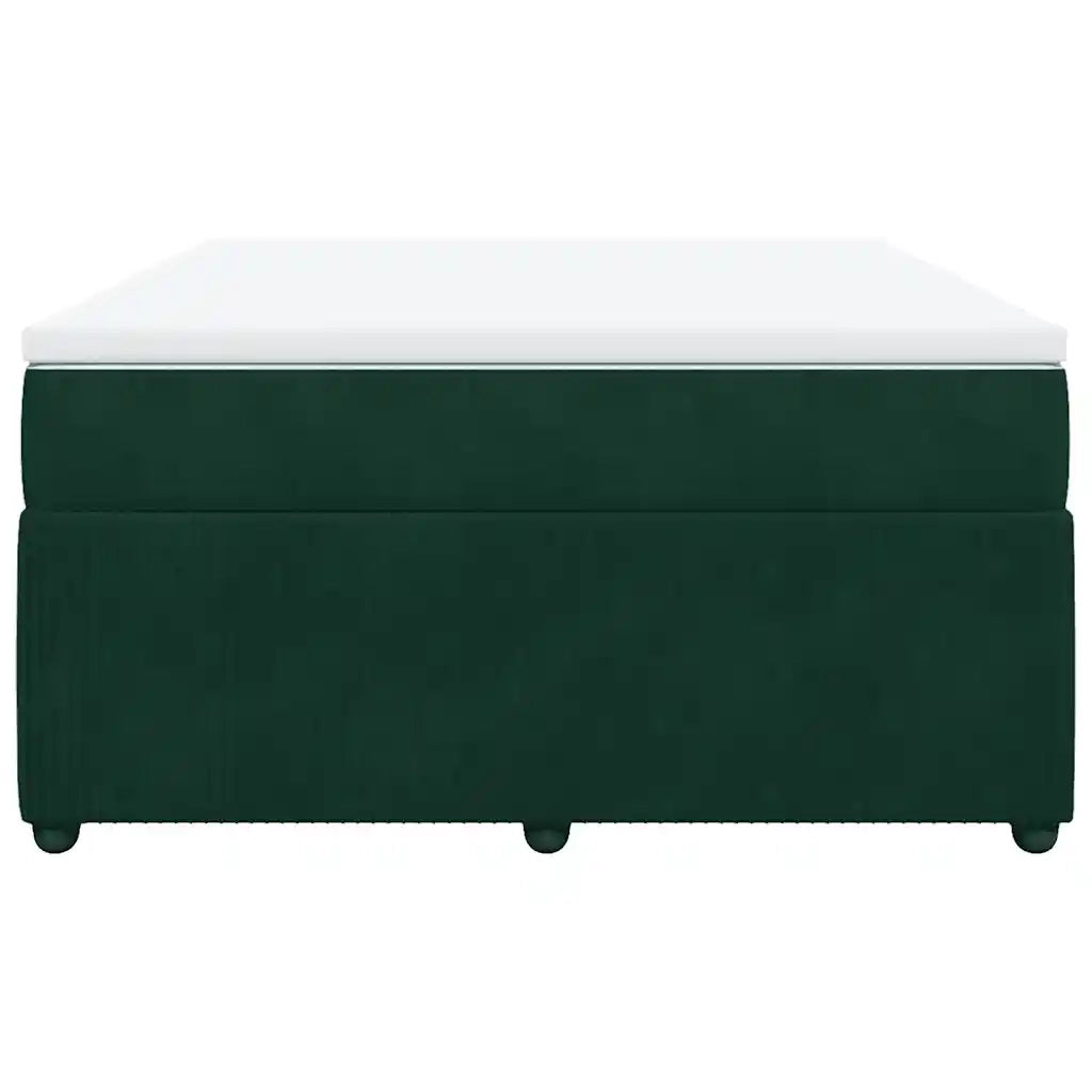 Giroletto a Molle con Materasso Verde Scuro 140x190 cm Velluto