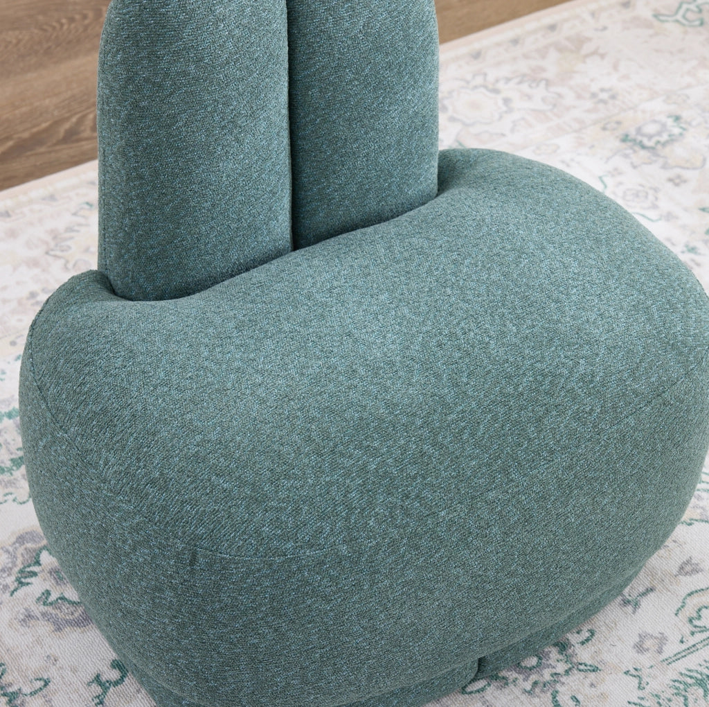 Pouf con orecchie da coniglio verde in tessuto; seduta e poggiapiedi