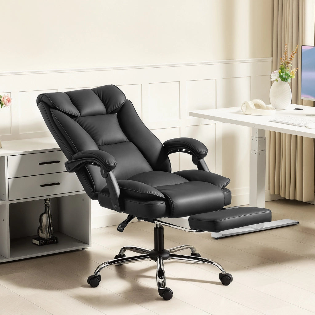 Sedia da ufficio ergonomica reclinabile con poggiapiedi ¨C zephmum ¨C nero