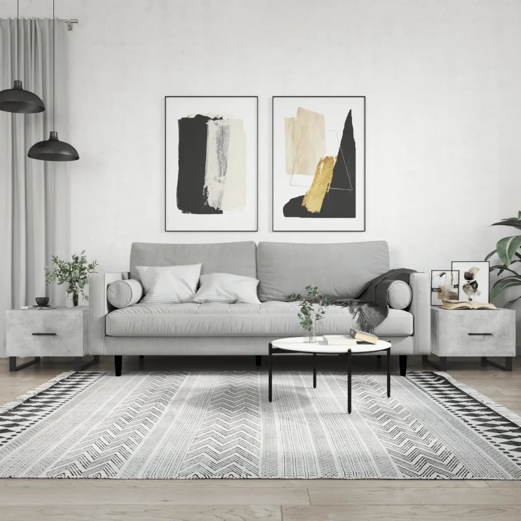 2 pz Tavolini salotto | Tavolino da caff¨¨ | Tavolino da Soggiorno Grigio Cemento 50x50x40 Legno Multistrato