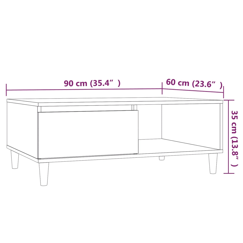 Tavolino da Salotto Rovere Marrone 90x60x35 cm in Truciolato 813172