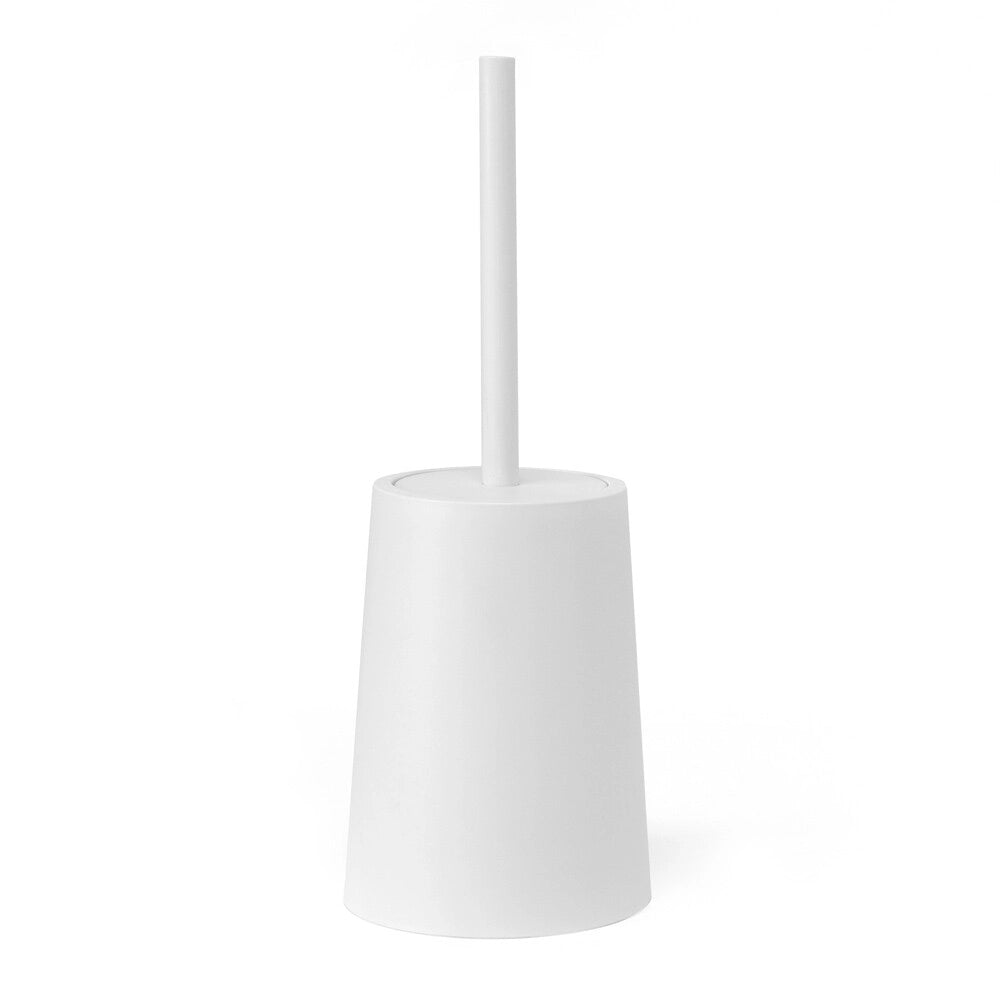 Porta scopino bianco crema da appoggio design tondo in plastica Pop