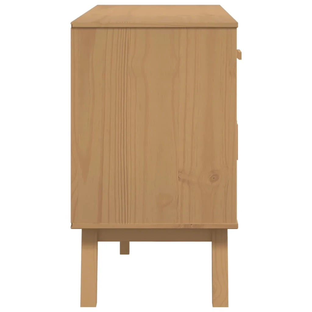 Buffet credenza cassettiera armadio mobile contenitore organizer per cucina soggiorno salotto 114 x 43 x 73,5 cm legno massello di pino marrone 02_0036179