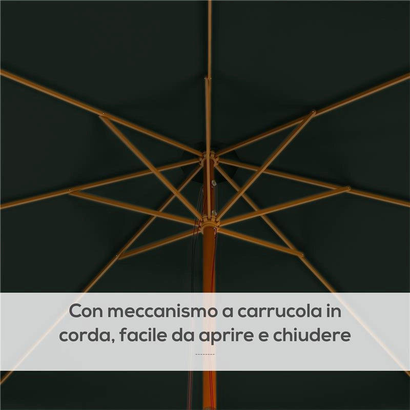 OMBRELLONE DA GIARDINO CON DOPPIO TETTUCCIO IN BAMBÙ E POLIESTERE Ø 325X250 CM VERDE