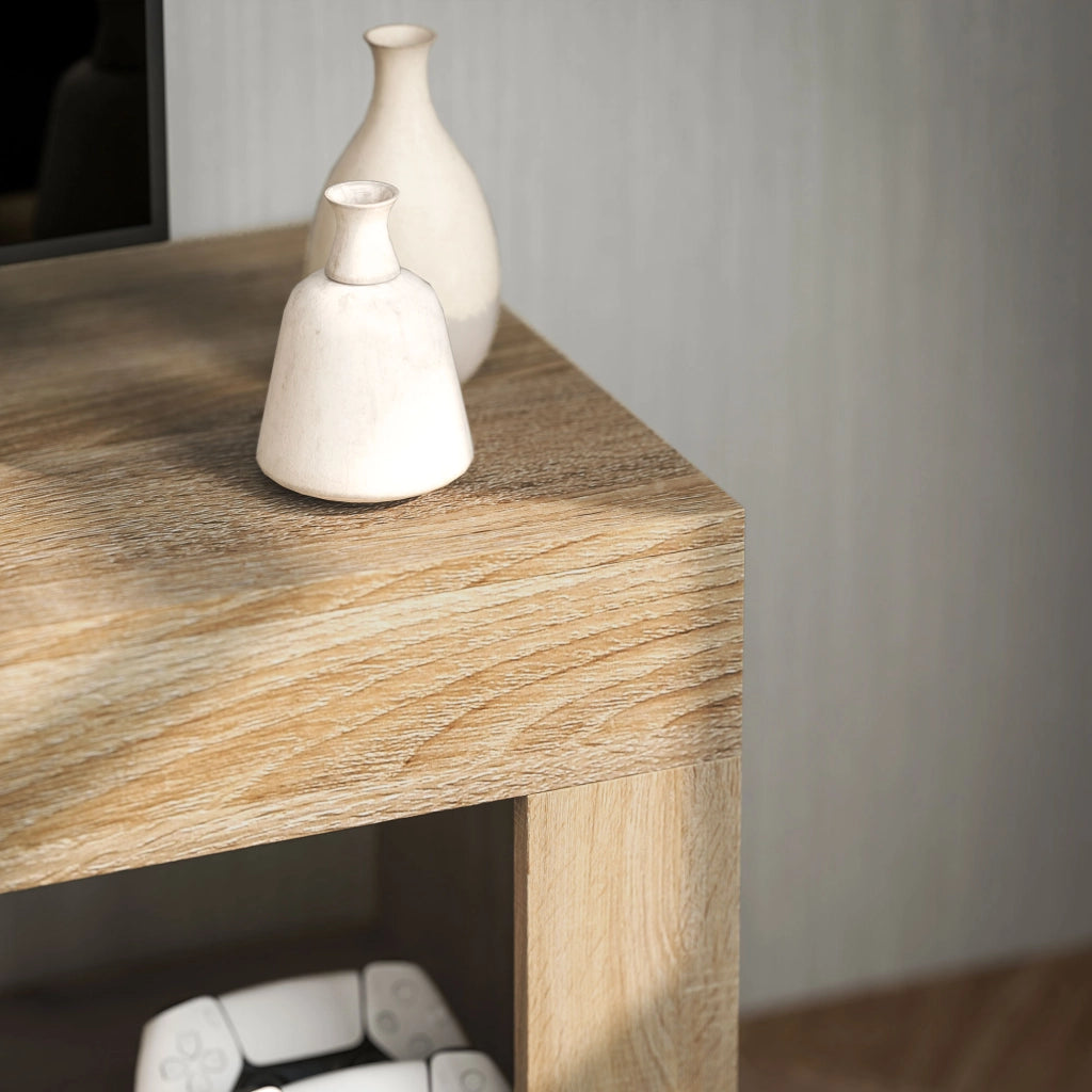 Mobile TV 60 Pollici con Ante e Ripiano Aperto ¨C Minimal ¨C Legno Naturale 140x40x48 cm
