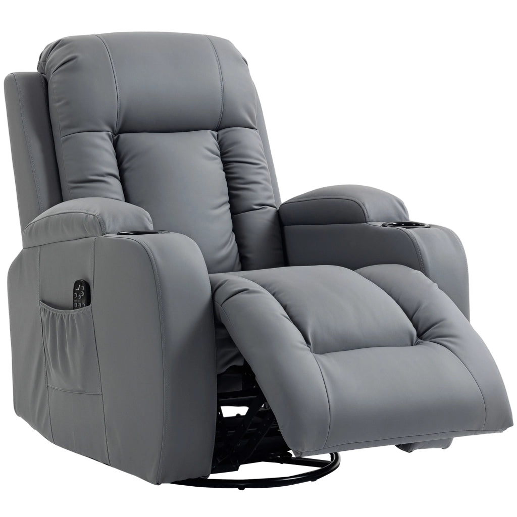 Poltrona Massaggiante Reclinabile Girevole con Riscaldamento ¨C Minimal ¨C Grigio Chiaro