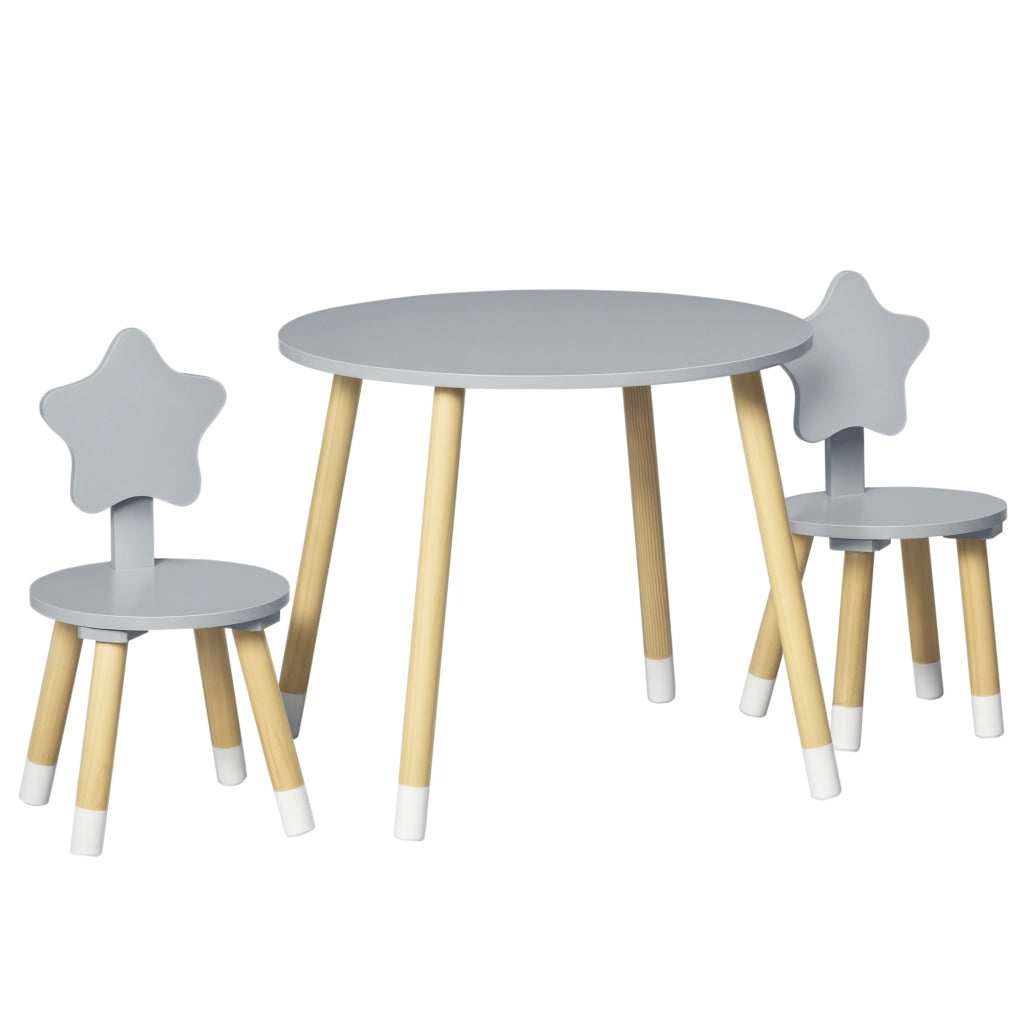 Tavolo da pranzo per bambini con 2 sedie ¨C zephmum ¨C Legno, grigio