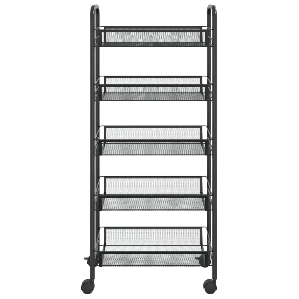 Carrello da Cucina con 5 Ripiani Nero 46x26x105 cm in Ferro cod mxl 64172