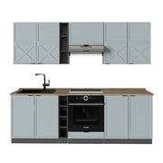 Cucina componibile Fame-Line Blu-grigio chiaro/Antracite 235 cm, PL Rovere Vicco