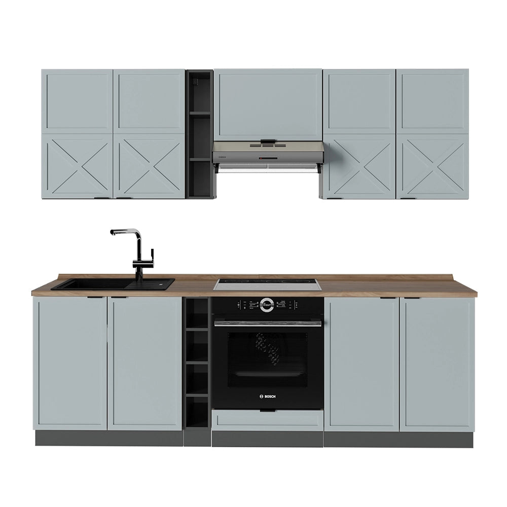 Cucina componibile Fame-Line Blu-grigio chiaro/Antracite 235 cm, PL Rovere Vicco