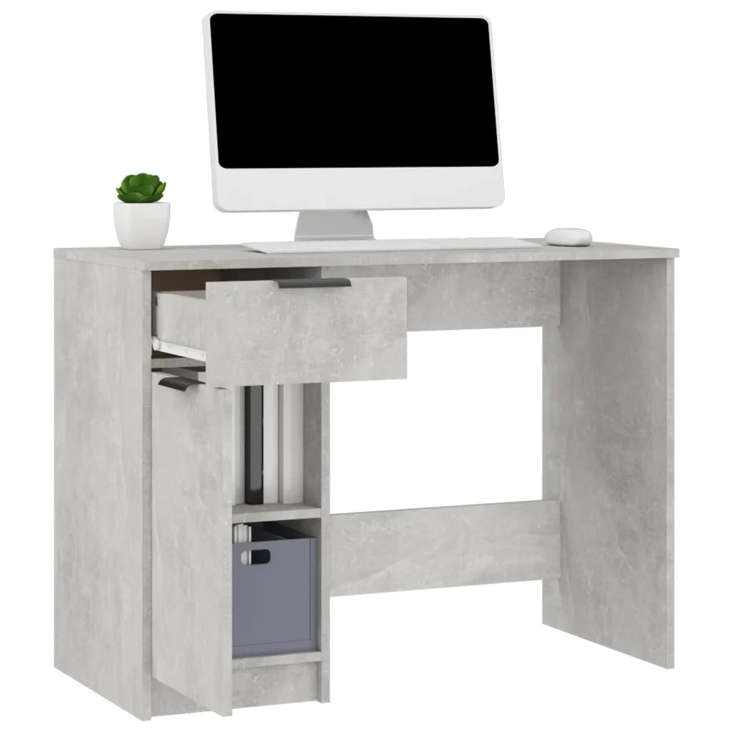 Scrivania | Tavolo da Ufficio Grigio Cemento 100x50x75 cm in Legno Multistrato