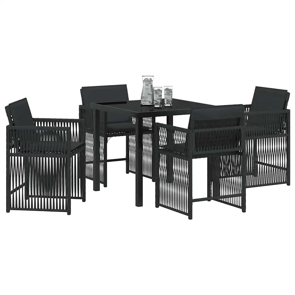 Set da Pranzo per Giardino 5 pcs Nero polyrattan 3380773