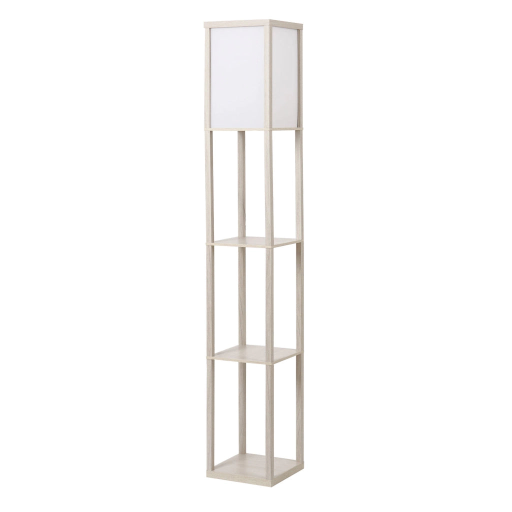 Libreria Lampada a Stelo con Ripiani ¨C zephmum ¨C Legno, Grigio, 26x26x160 cm