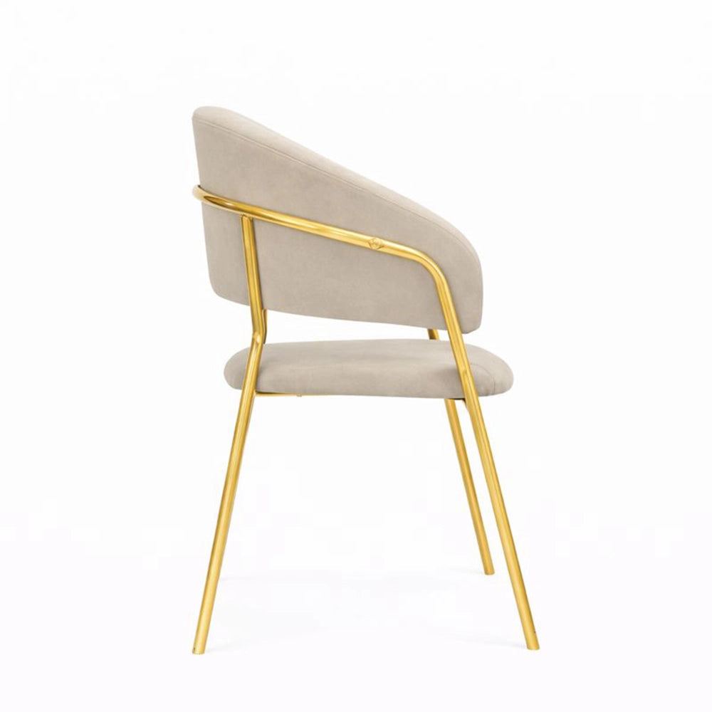 Sedie da sala da pranzo set da 4 Aurelia con schienale in velluto grigio tortora
