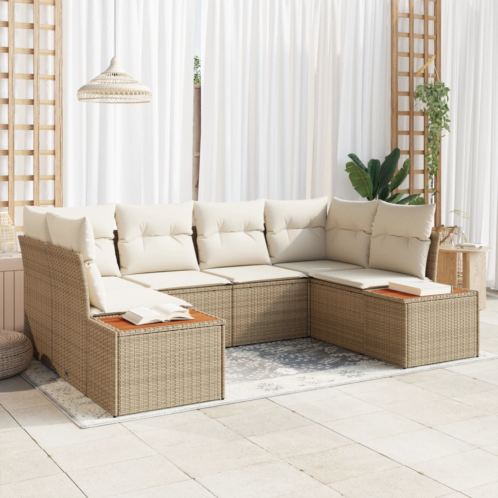 Set di divani da giardino con cuscini Beige Polyrattan Acacia