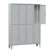 Armadietto spogliatoio con tramezza sporco/pulito multi vano ad 8 posti monoblocco cm. 120x50x180h