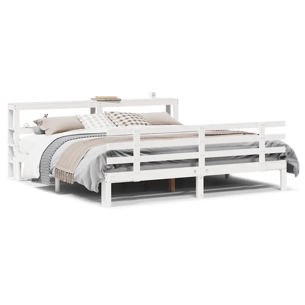 Giroletto con Testiera senza Materasso-Struttura Letto Bianco 200x200 cm 741499