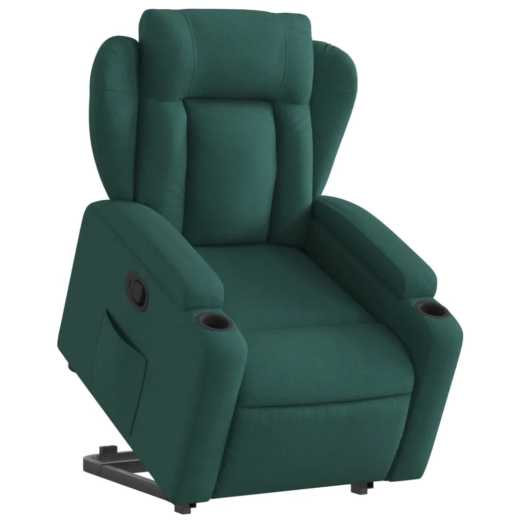 Poltrona | Sedia Relax Alzapersona Reclinabile Verde Scuro in Tessuto