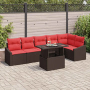 Set Divano da Giardino 7 pz Marrone e Rosso polyrattan 3349020