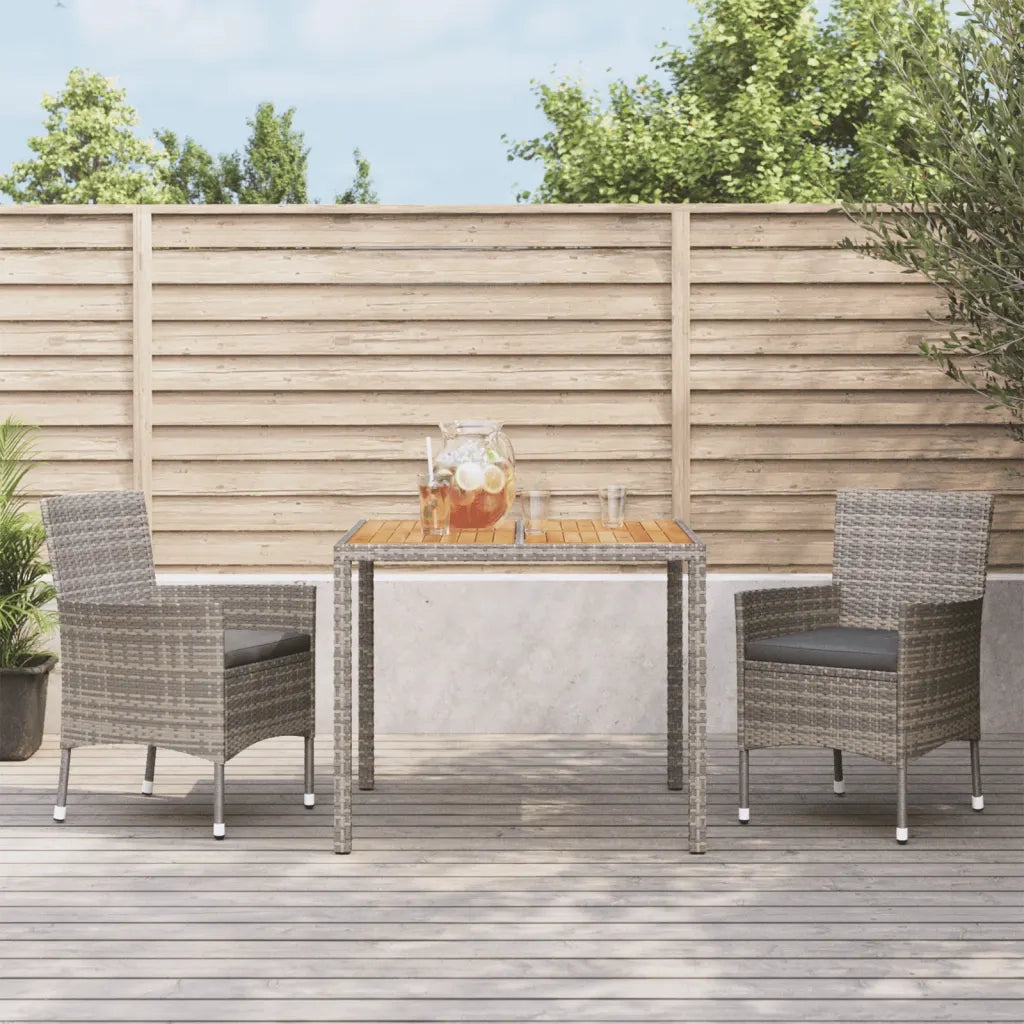 Set da Pranzo da Giardino 3 pz | Set Salotto da Giardino con Cuscini in Polyrattan Grigio