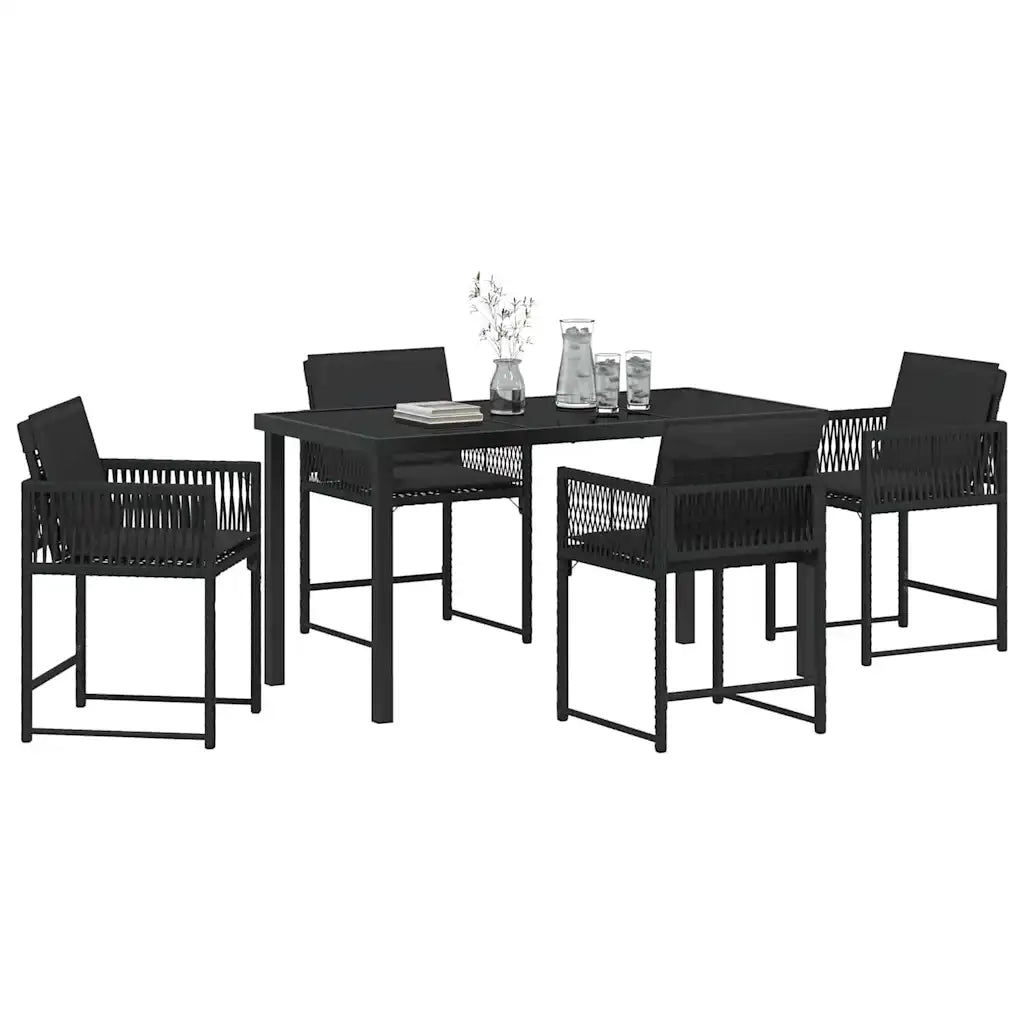 Set da Pranzo per Giardino 5 pcs Nero polyrattan 3380746
