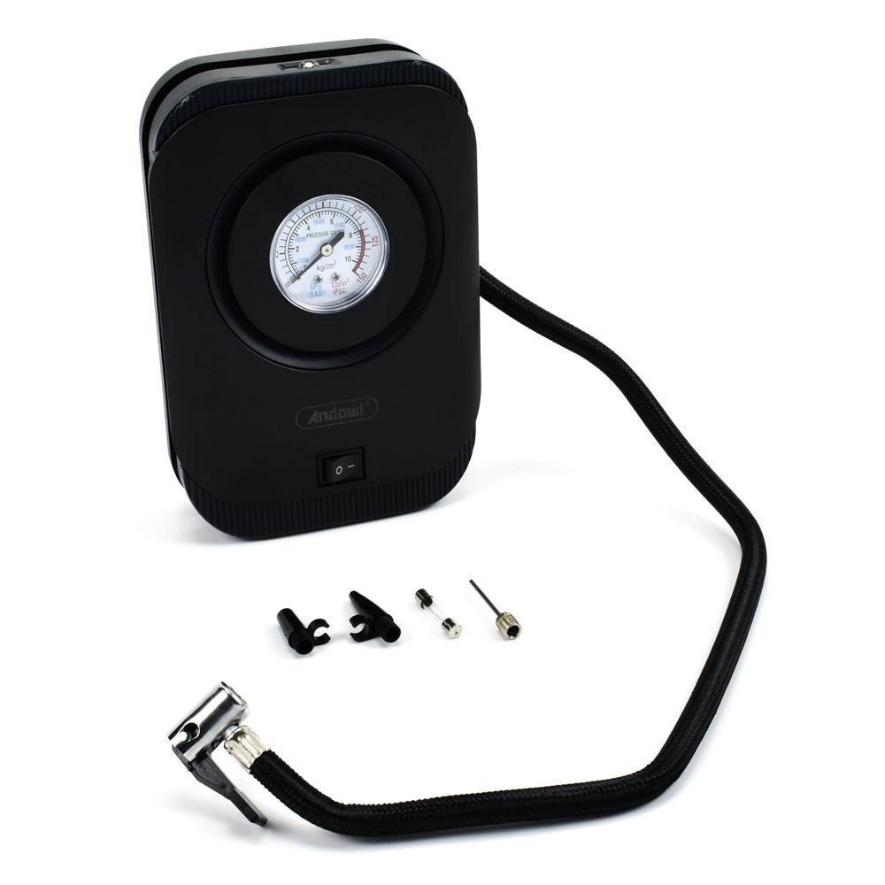Trade Shop - Compressore D'aria Pompa Per Auto 120w Cavo Accendisigari 12v Manometro Q-dq025 -