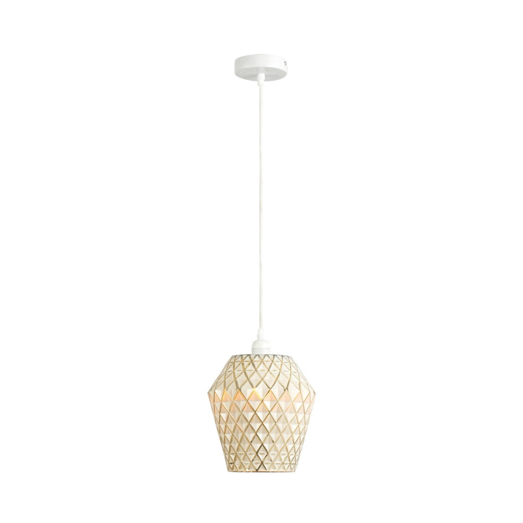 Lampada a sospensione Lumi in vetro bianco e oro
