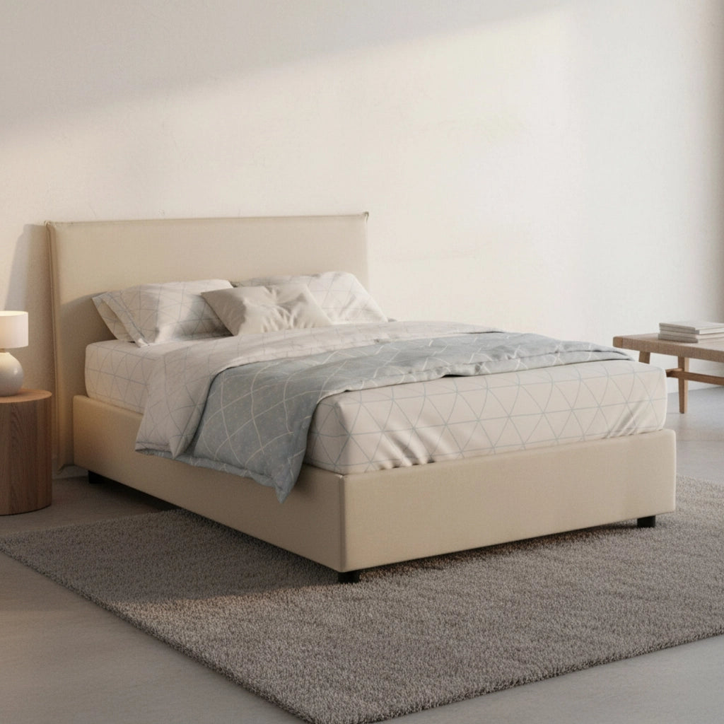Anissa, Letto Piazza e Mezza Sfoderabile Made in Italy, Beige