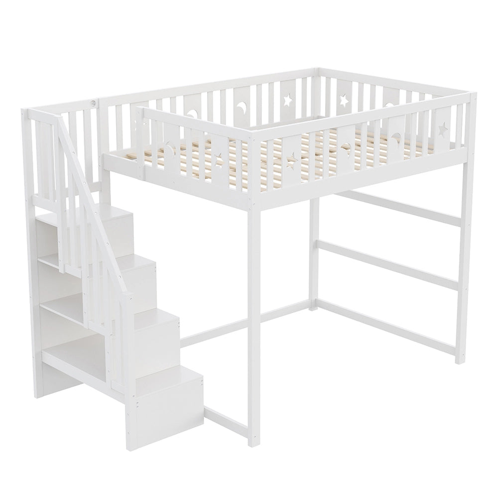 Letto a castello bambini - Xylo - 140x200 cm stelle lune bianco