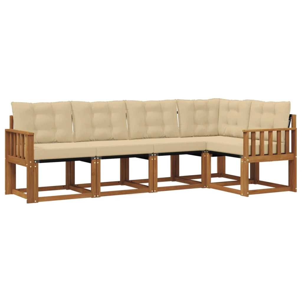 Set di divani da esterno con cuscino 5 pcs Naturale e Beige 3368664