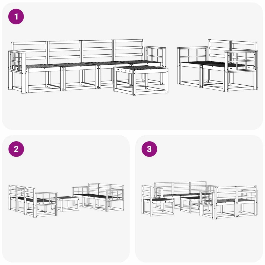 Set di divani da esterno 7 pcs Naturale