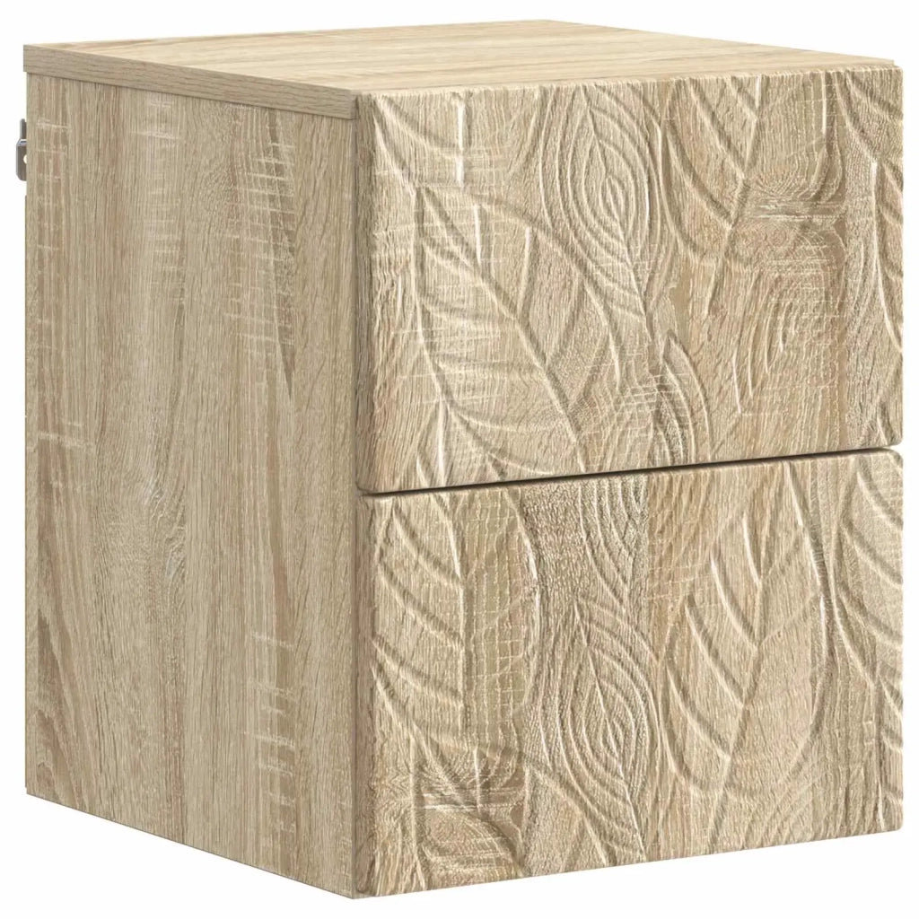 Mobiletto da notte a muro 2 pcs Rovere Sonoma 34,5 x 33 x 40 cm