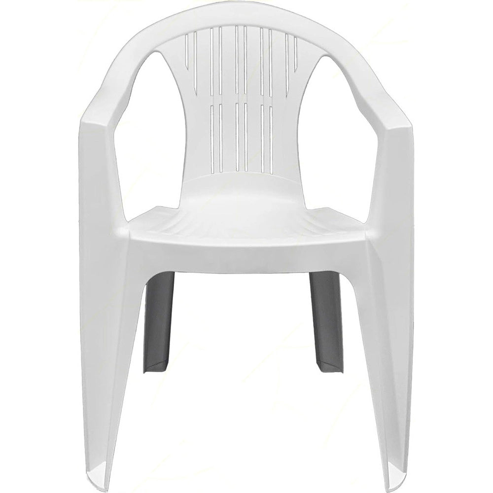 Trade Shop - Set 2 Pz Sedia Ratak Schienale Basso Monoblocco Bianca Opaca Con Braccioli 021048 -