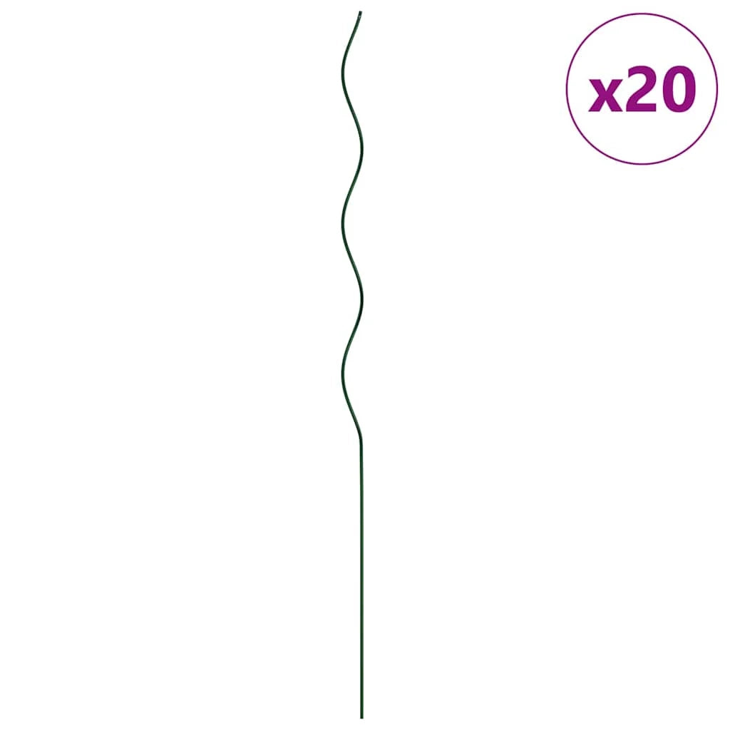 Set di 20 supporti a spirale per piante da esterno minimalisti 110 x 0,6 x 0,6 cm acciaio verde 02_0058235