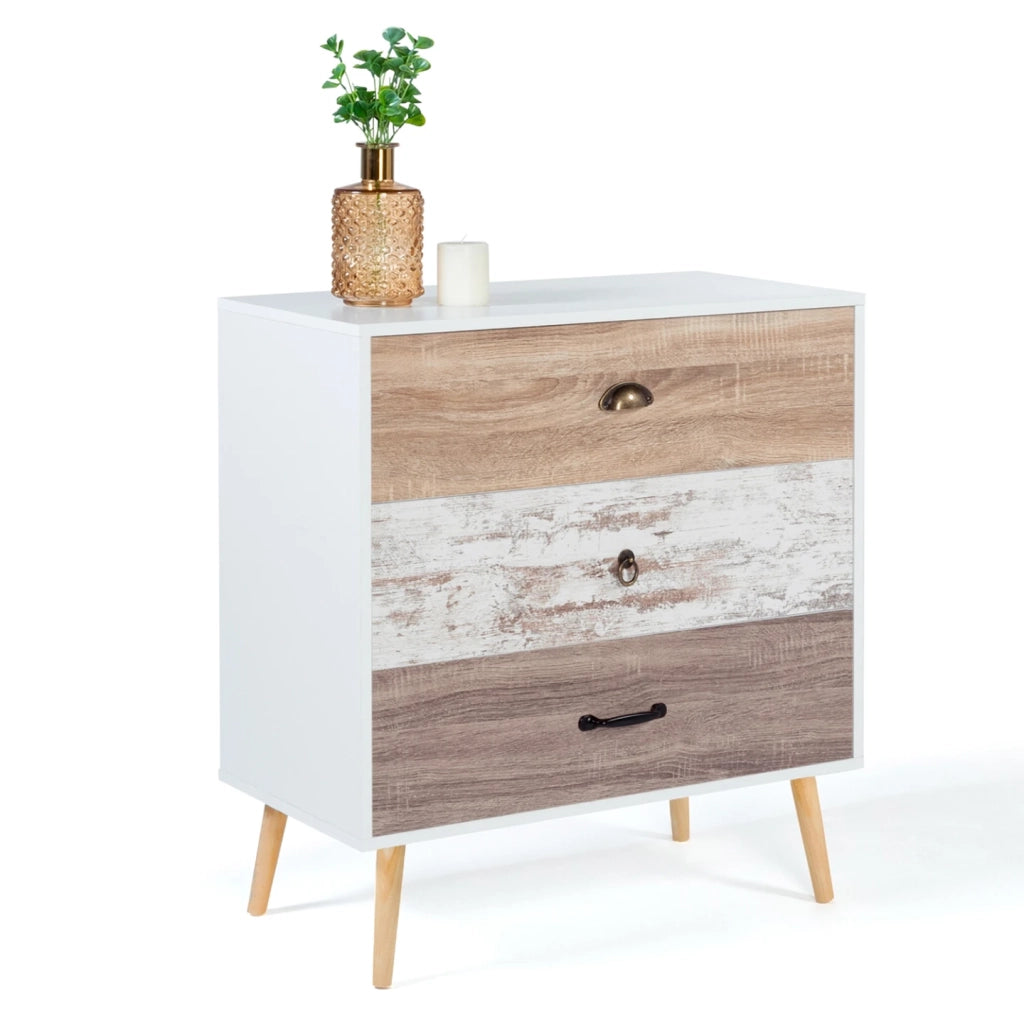 IDMarket - Cassettiera a 3 cassetti scandinavo BAHIA