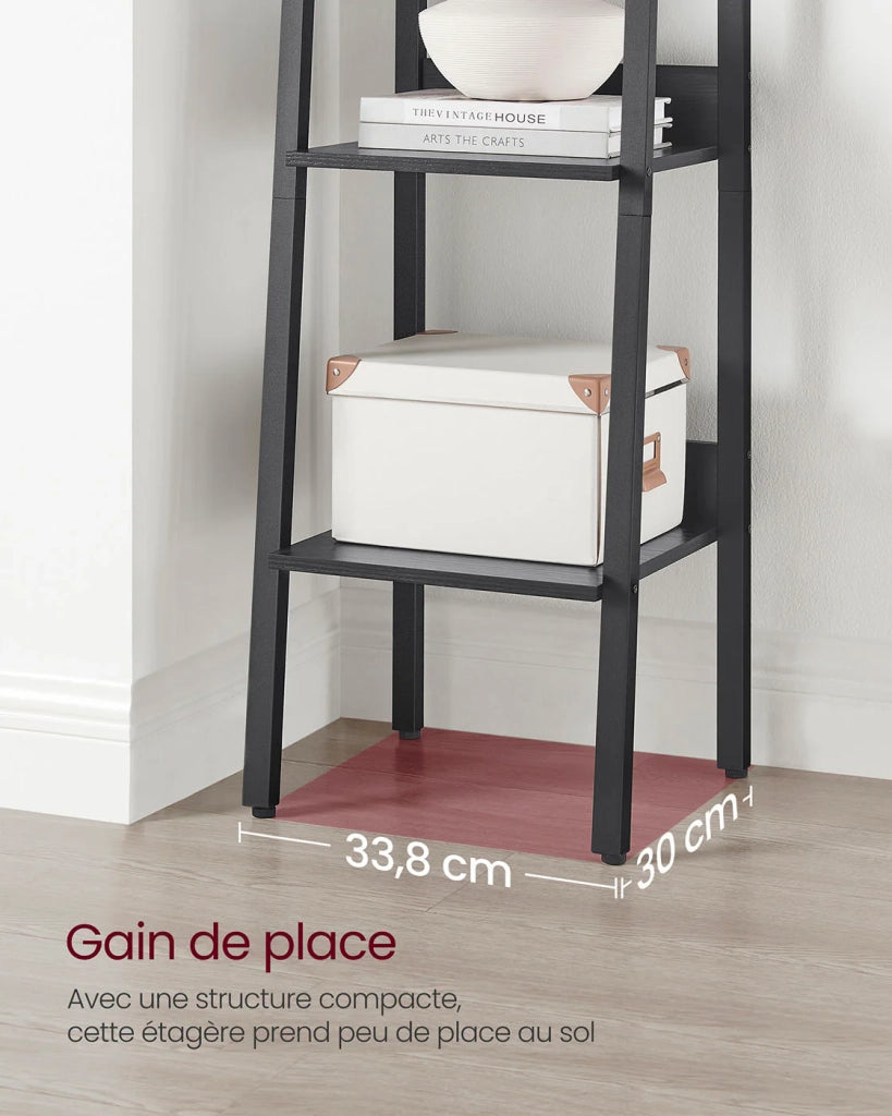 Libreria a 5 ripiani unità di archiviazione indipendente per soggiorno camera da letto cucina struttura in acciaio facile da montare stile industriale marrone rustico e nero 12_0005741