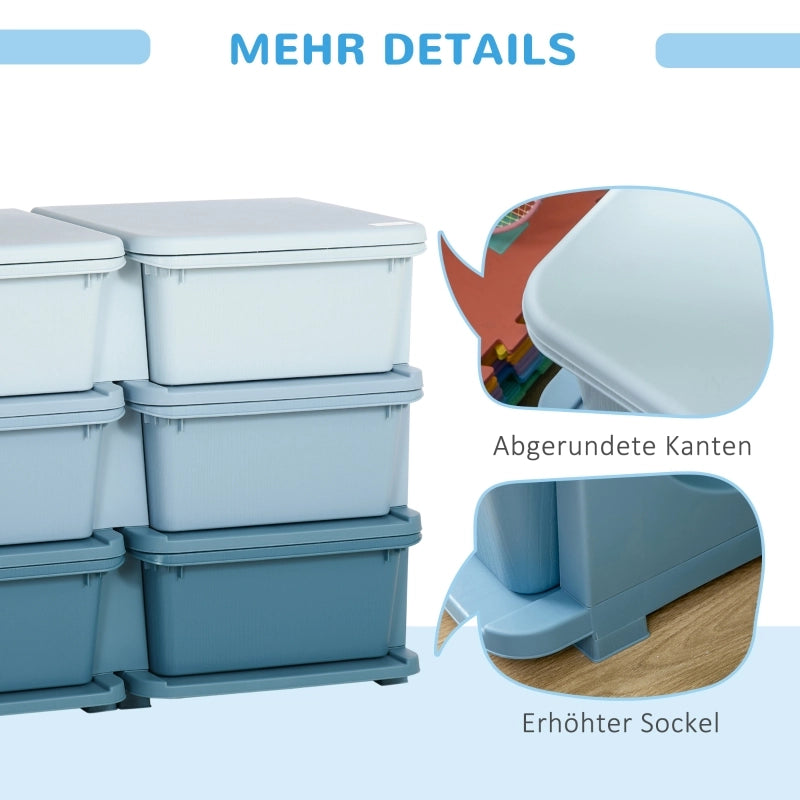 Scatola portaoggetti in plastica, 6 cassetti, organizer per giocattoli, cassettiera per cameretta, blu
