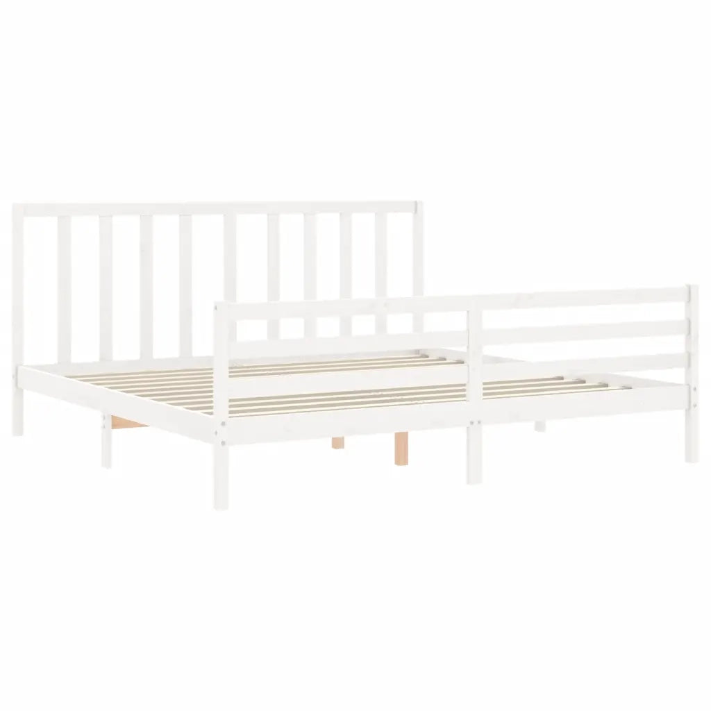 Giroletto senza Materasso-Struttura Letto Bianco 200x200 cm Legno Massello Pino 910057