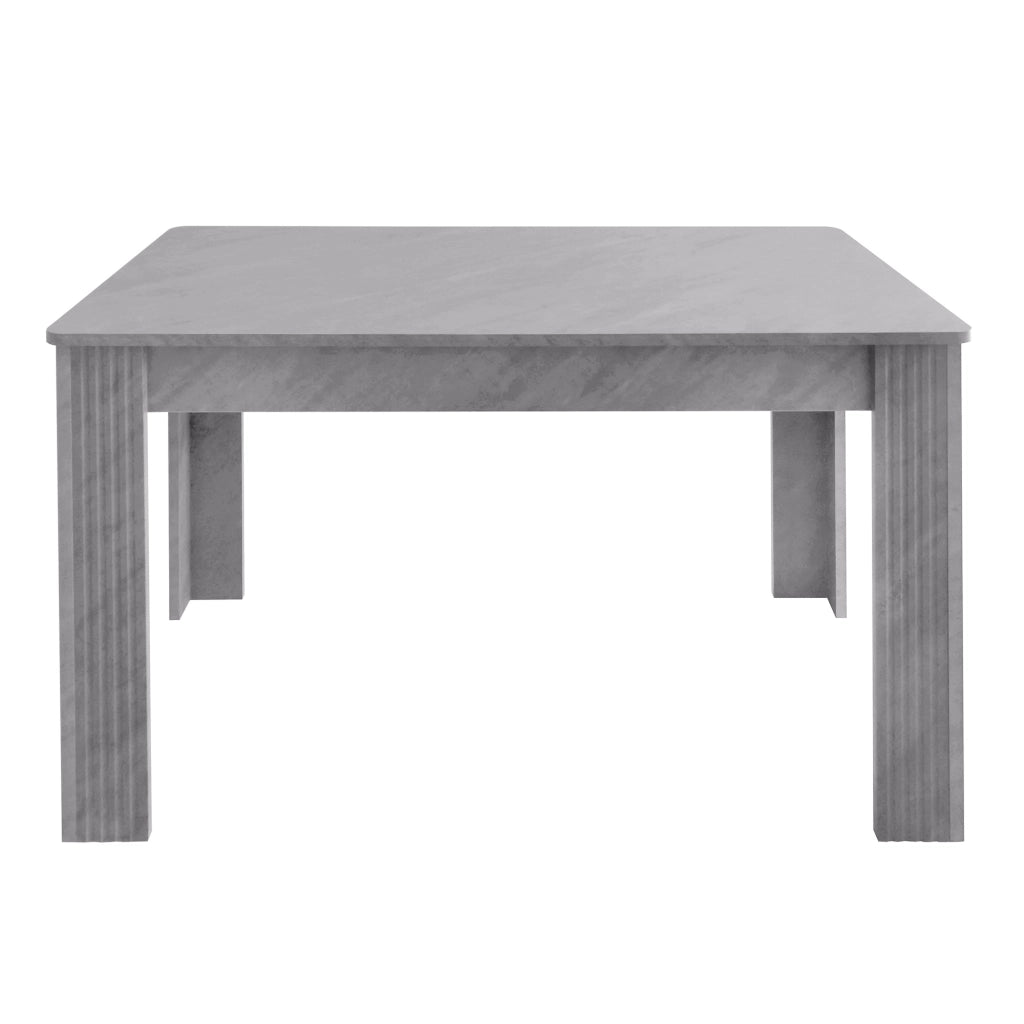 Tavolo da pranzo rettangolare con 4 gambe stabili, effetto venatura legno, in truciolato, grigio