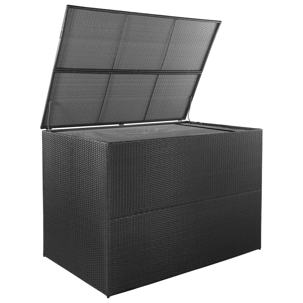 Contenitore da giardino/box 150 x 100 x 100 cm resina intrecciata nera 02_0013113